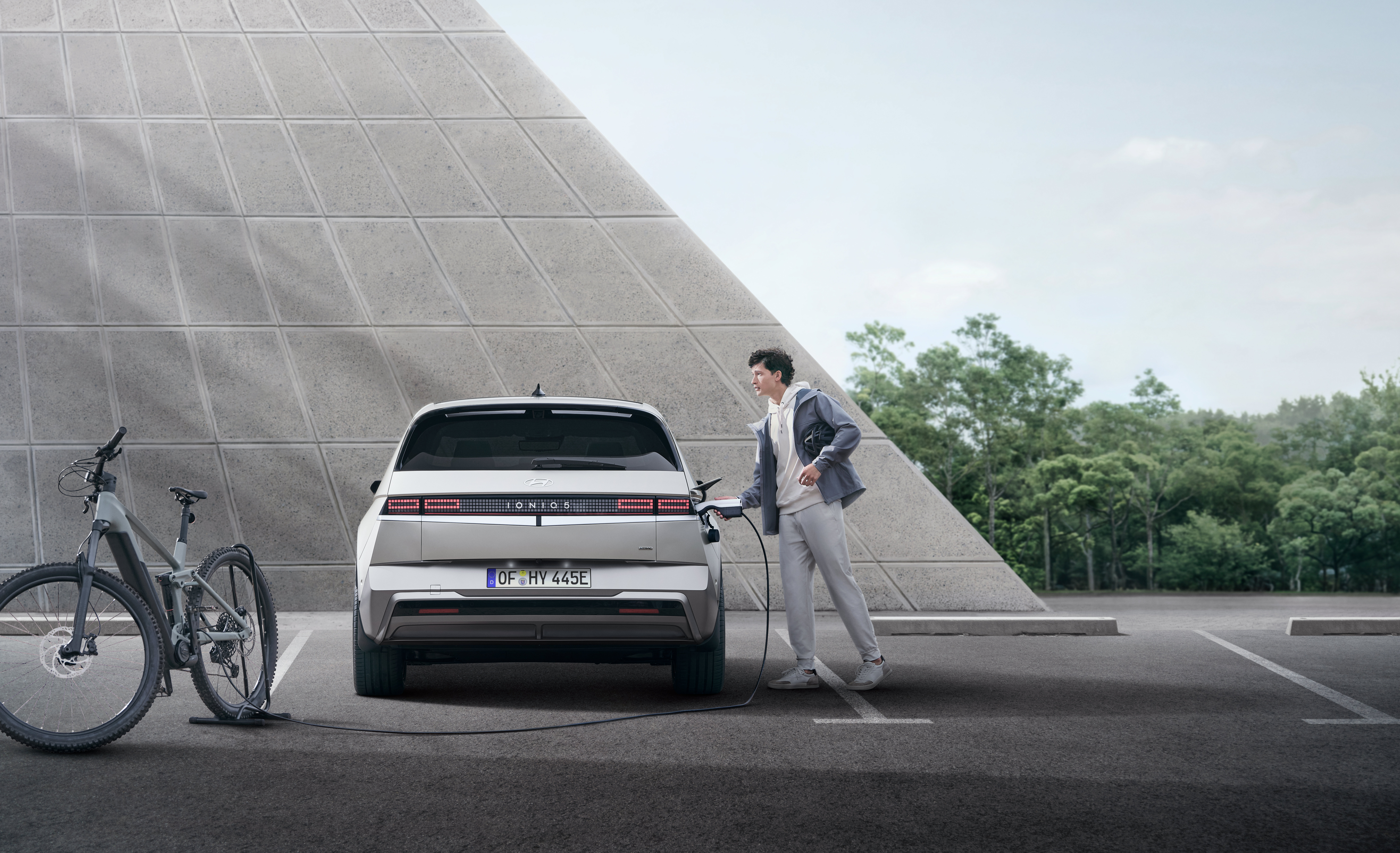 A boy charging ioniq 5.