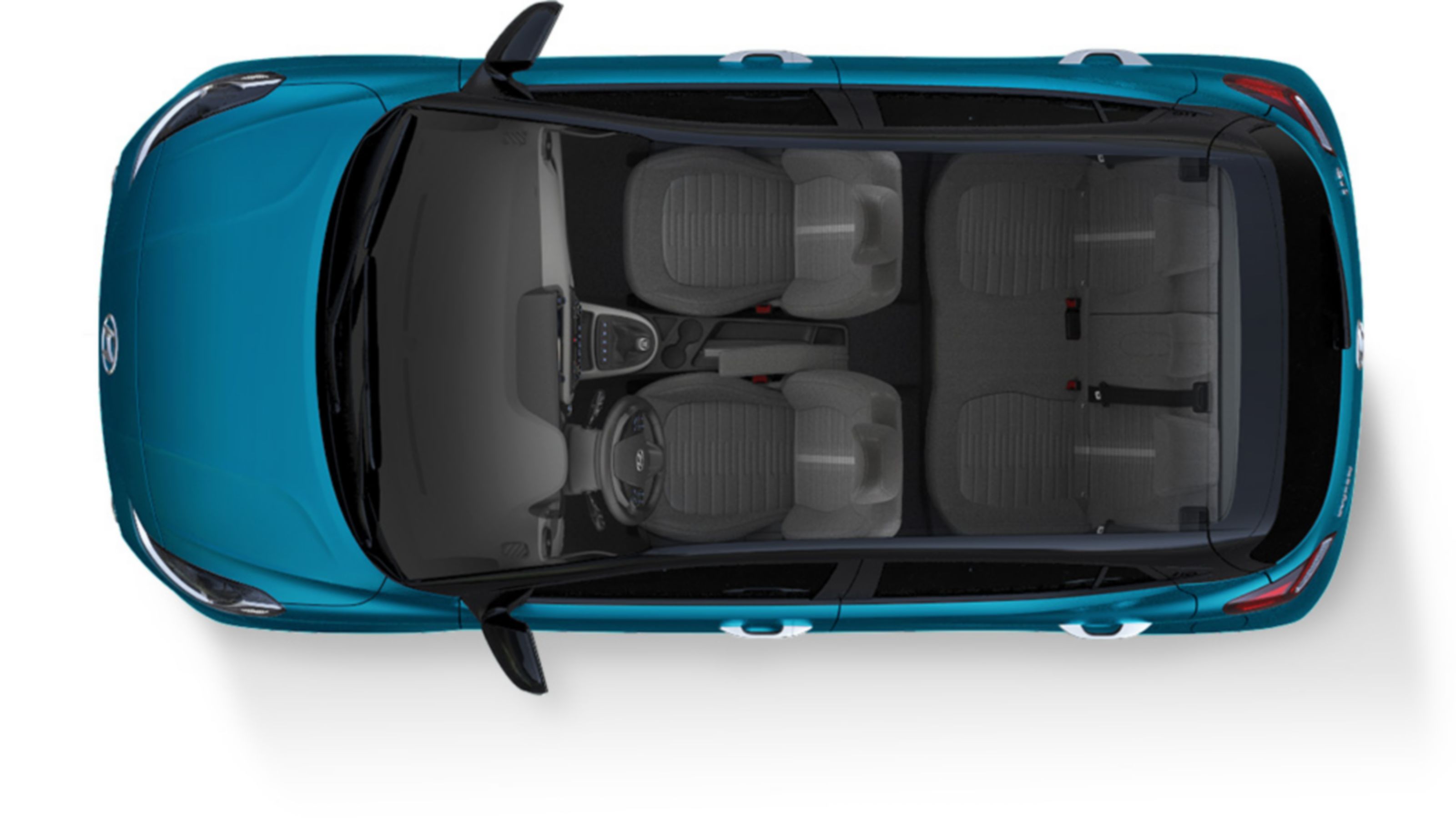 Birds-eye-view of the Hyundai i10 without the roof.
