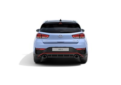 the new Hyundai i30 N from the rear in Performance Blue colour