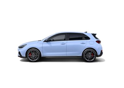 the new Hyundai i30 N from the side in Performance Blue colour