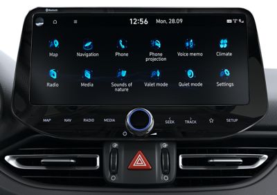 menu screen of the upgraded 10.25" touchscreen inside the new Hyundai i30 N performance hatchback