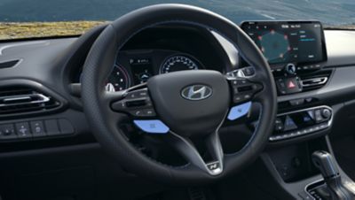 heated steering wheel inside of the new Hyundai i30 N performance hatchback