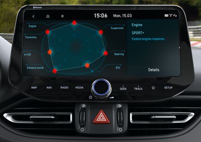 performance driving data on the 10.25" touchscreen inside the new Hyundai i30 N performance hatchback