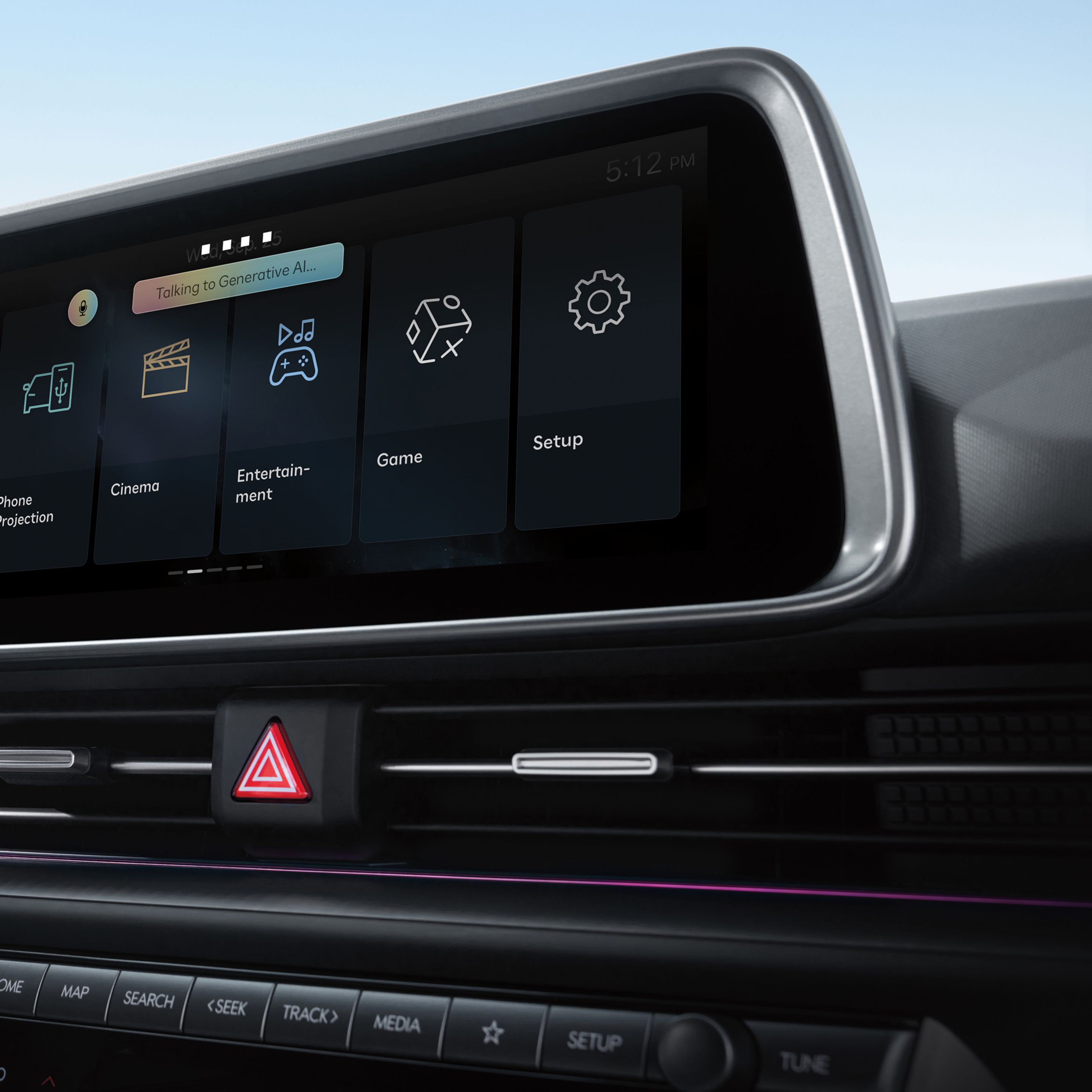 The 12.3" infotainment touchscreen inside the Hyundai IONIQ 6.