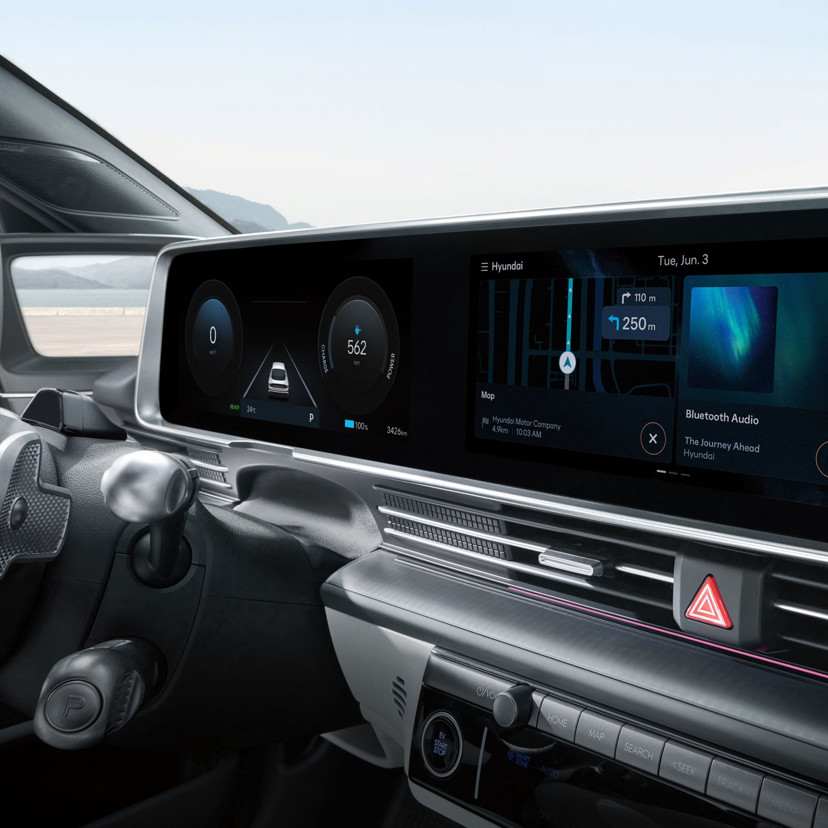 Hyundai IONIQ 6 featuring music streaming on the infotainment touchscreen.