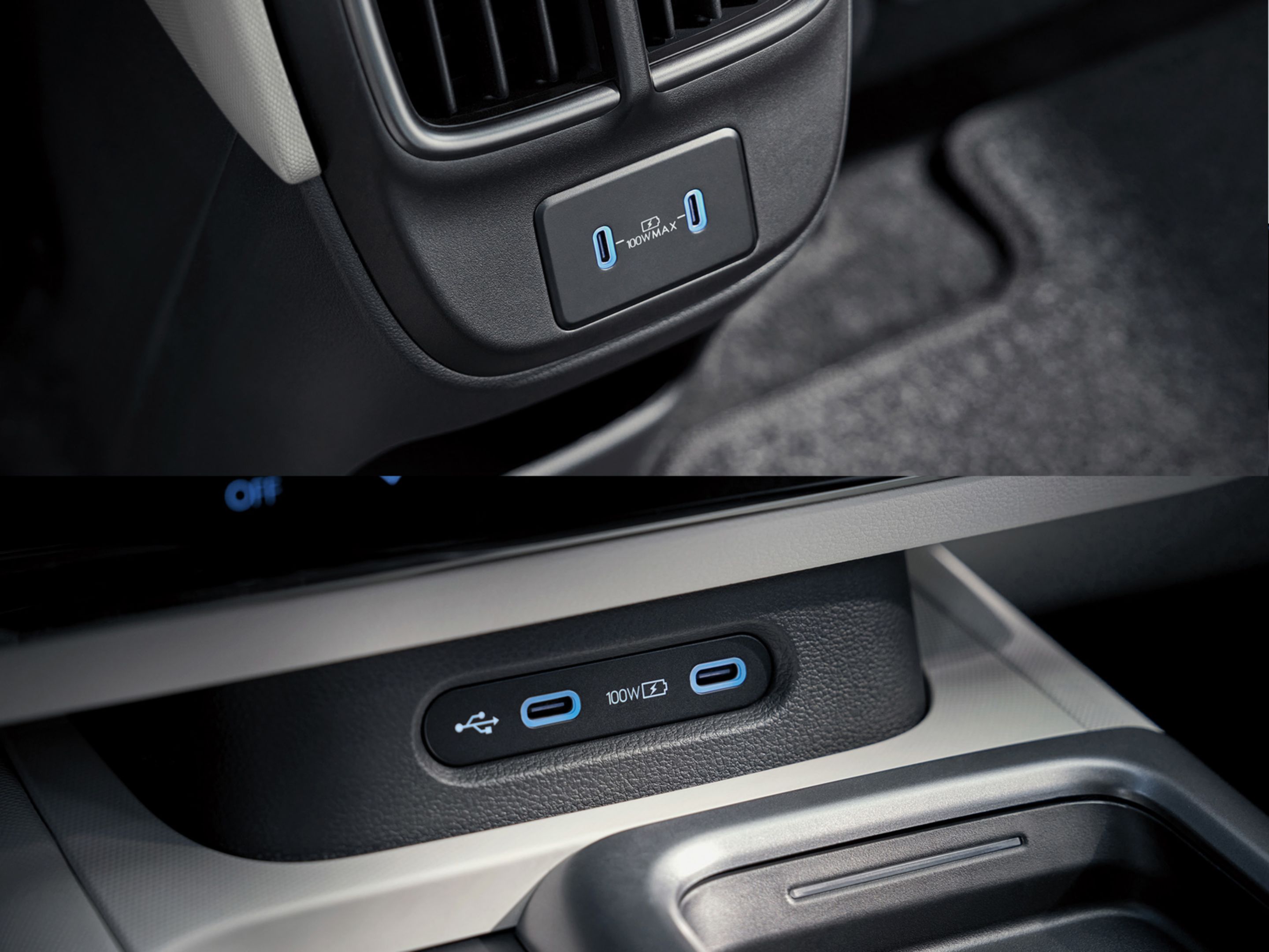 &nbsp;USB-C ports in the first and second rows of the Hyundai IONIQ 6.
