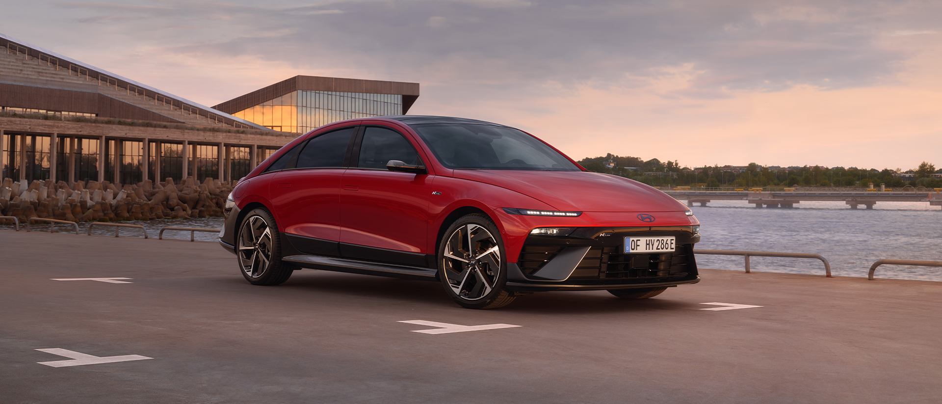 The Hyundai IONIQ 6 parked.