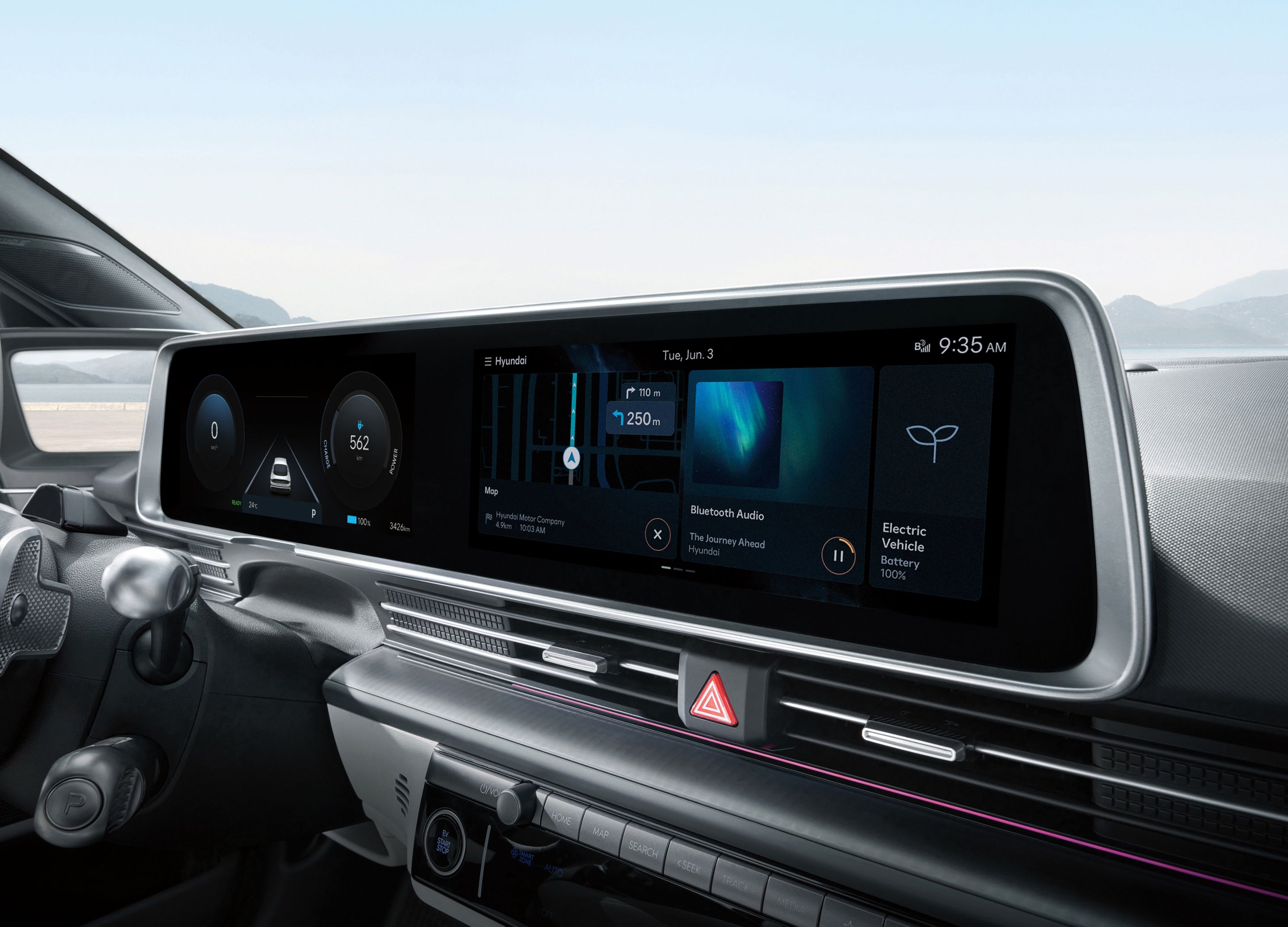 Hyundai IONIQ 6 featuring music streaming on the infotainment touchscreen.