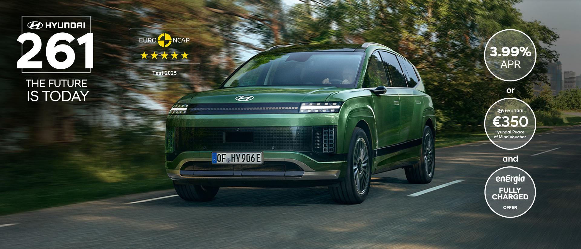 Side view of the Hyundai IONIQ 9 electric SUV with kids running around it in front of a house.	