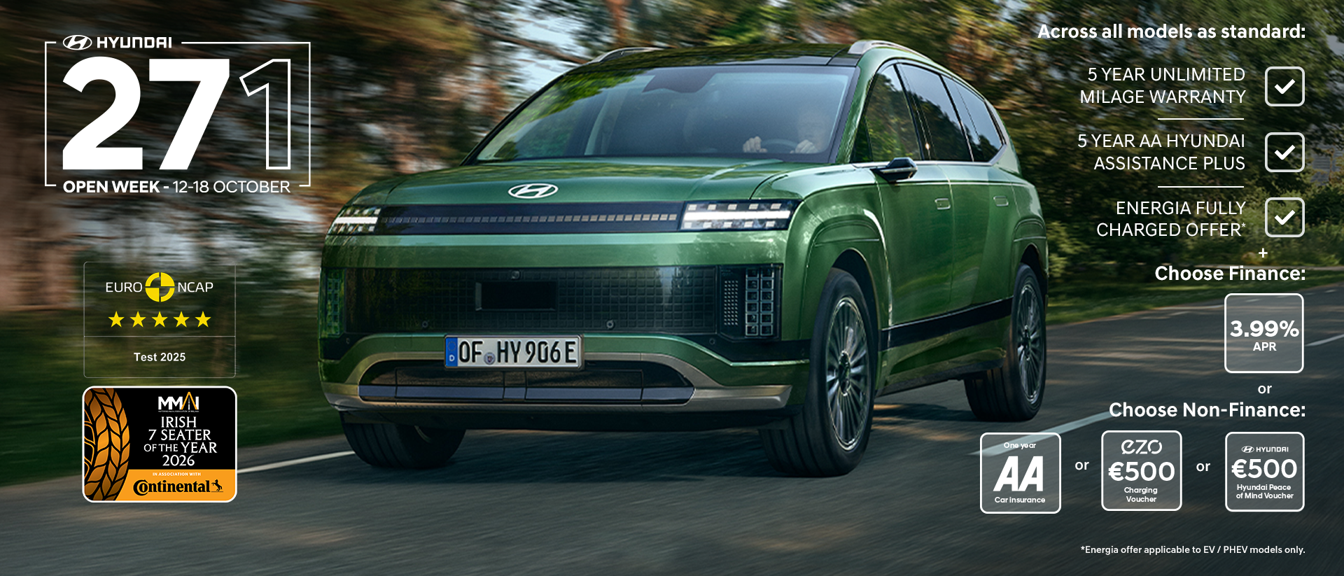 Side view of the Hyundai IONIQ 9 electric SUV with kids running around it in front of a house. 