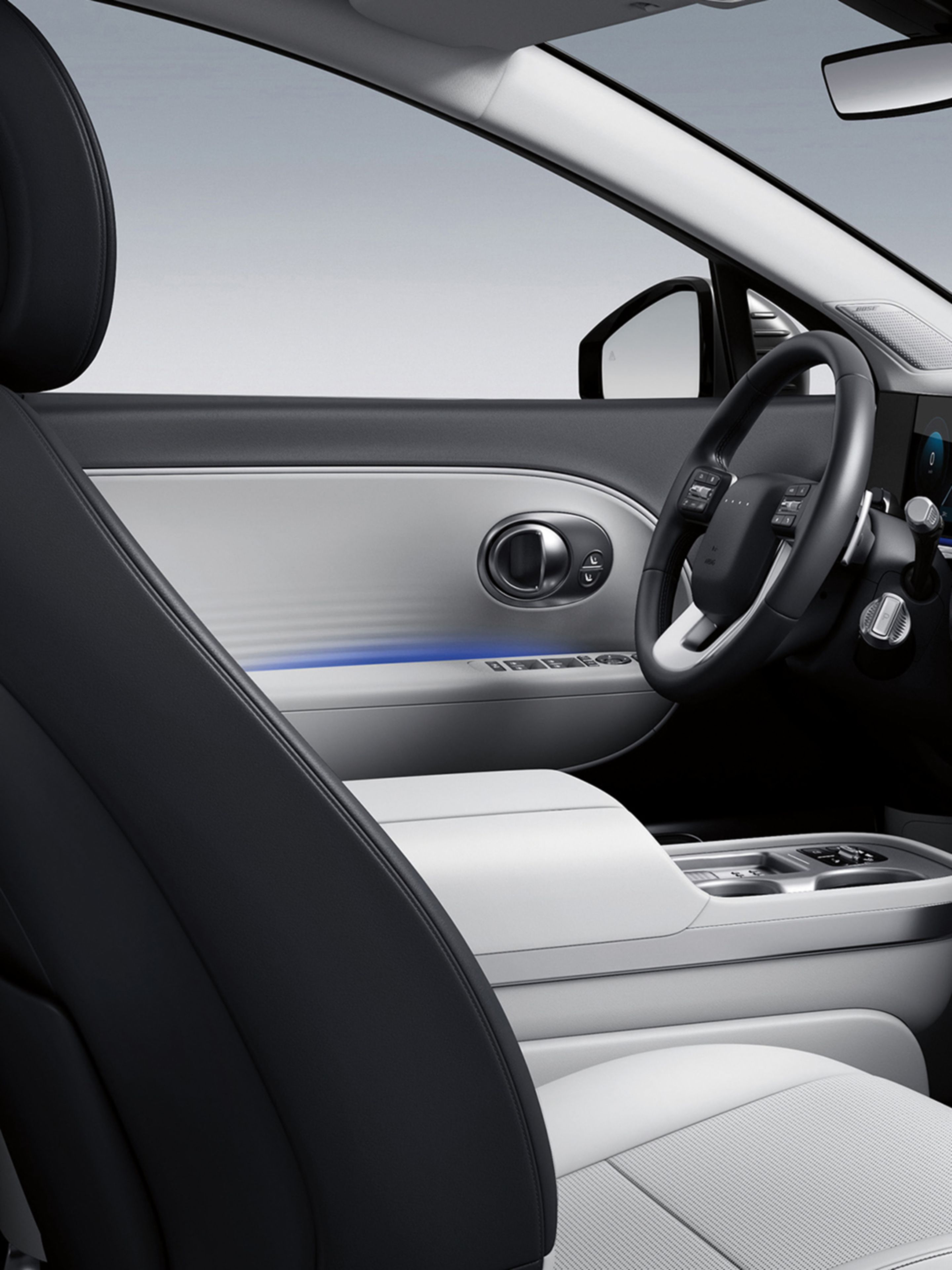 Customised ambient lighting inside the Hyundai IONIQ 9 electric SUV.