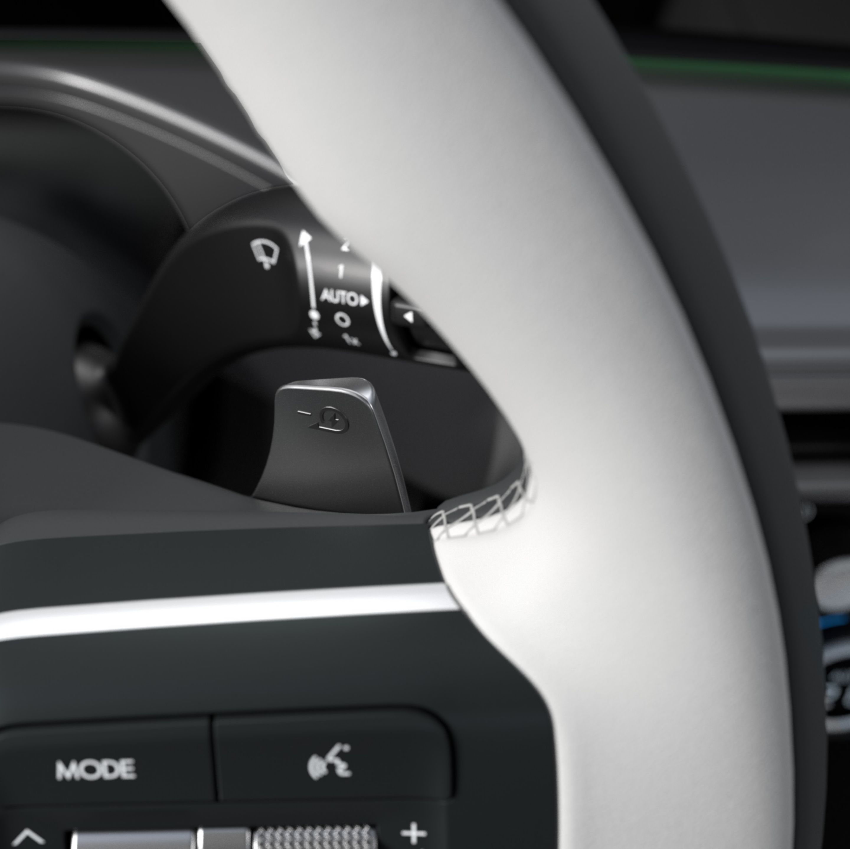 Paddle shifter on the steering wheel inside the Hyundai IONIQ 9 electric SUV.