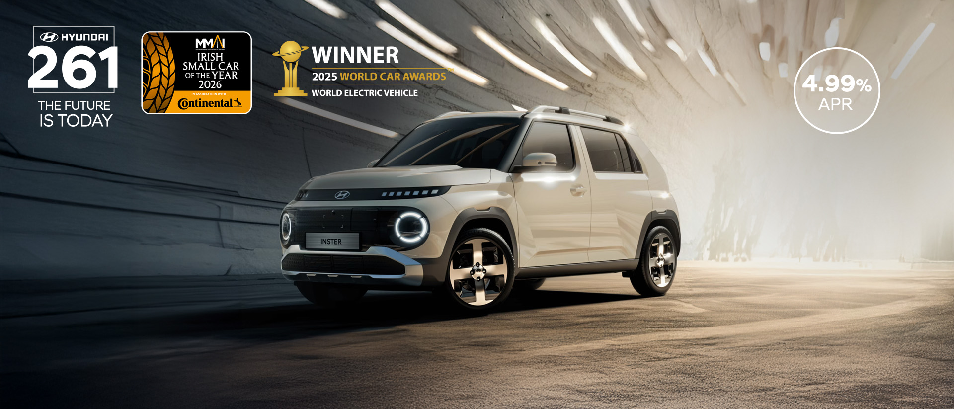 A front shot of Hyundai INSTER small electric car.