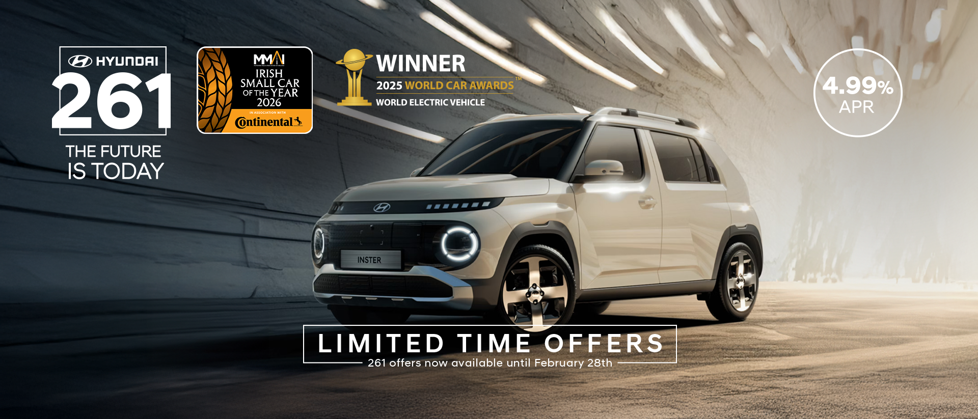 A front shot of Hyundai INSTER small electric car.