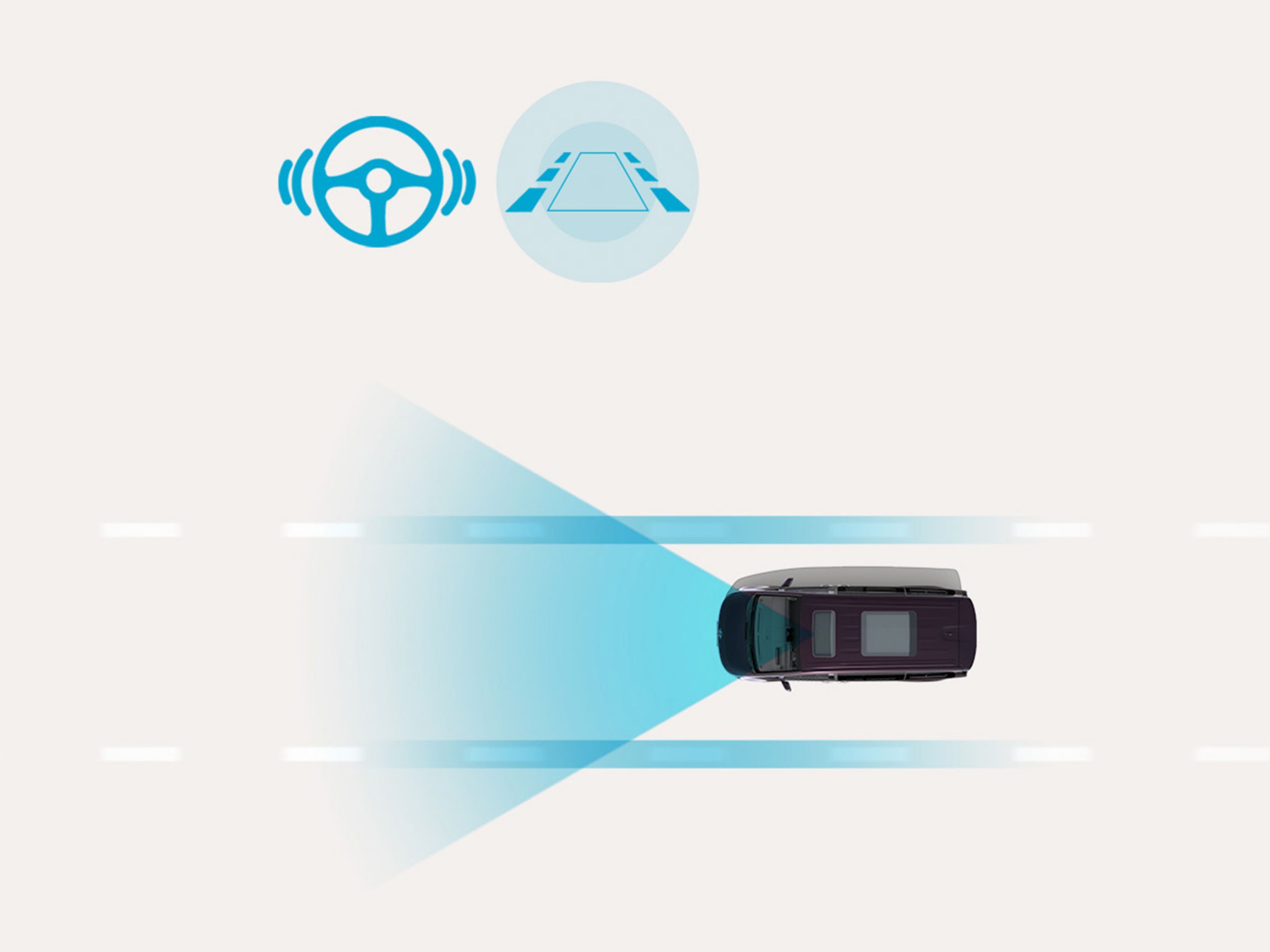Lane Following Assist 2: Hyundai STARIA Electric stays centered in its lane with active steering support on a straight road.