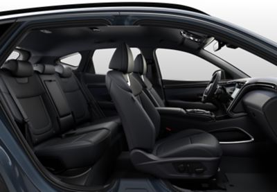 The increased roominess in the back of the All-New Hyundai Tucson Hybrid compact SUV.