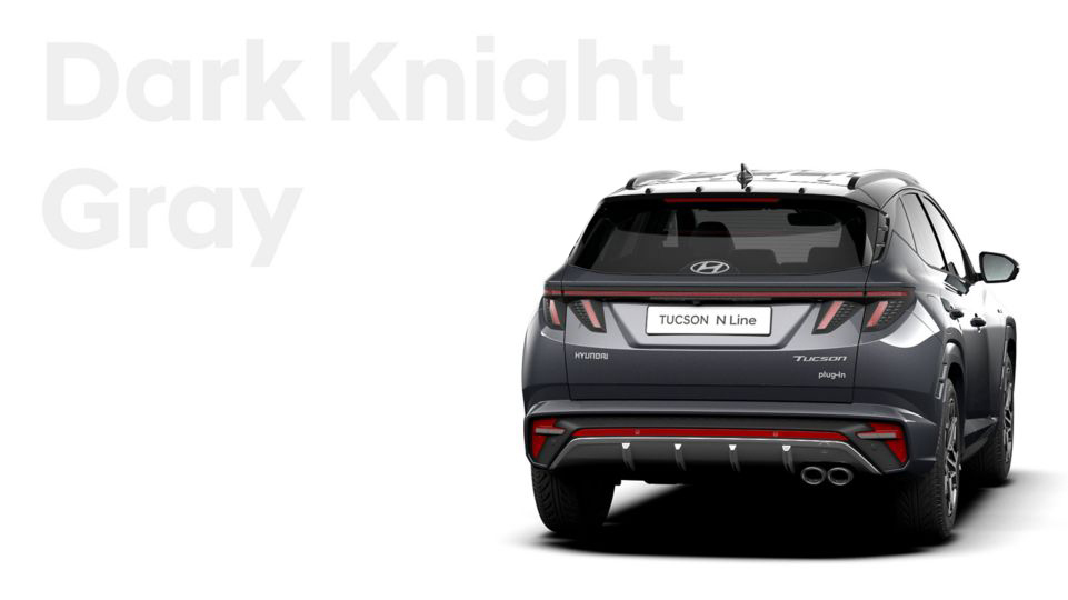 The all-new Hyundai TUCSON Plug-in Hybrid N Line compact SUV in Dark Knight Gray Pearl
